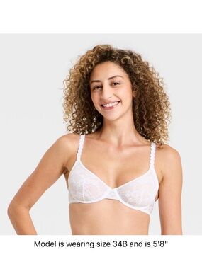 Women’s Lace Unlined Demi Bra - Wild Fable - 34B
